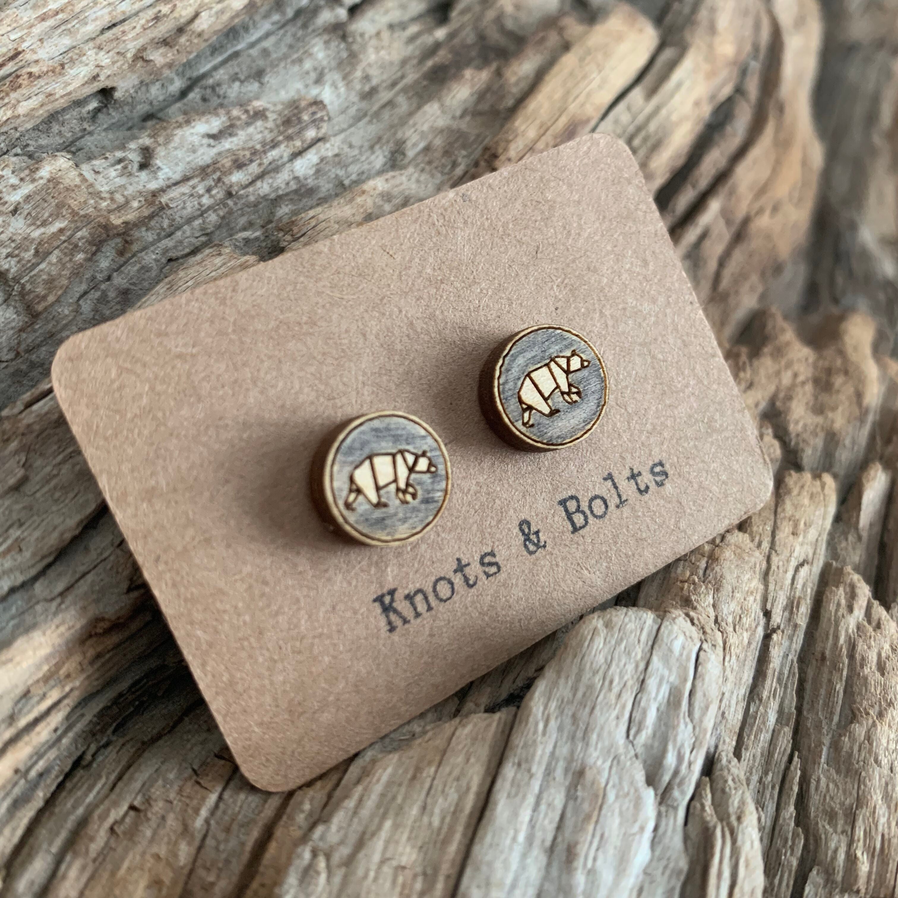 Bear stud earrings on sale