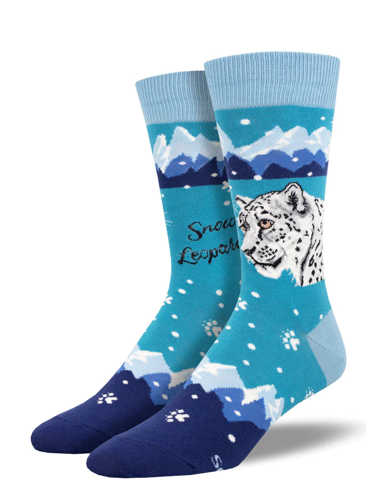 Men's Snow Leopard Cotton Crew Sock