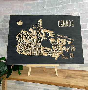 Canada Map Engraved Wood Plaque