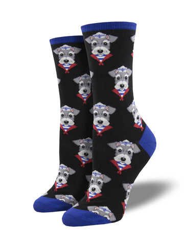 Women's Snazzy Schnauzer Cotton Crew Sock