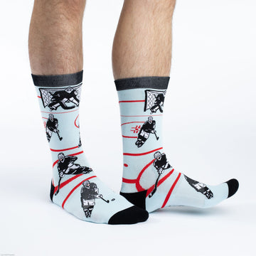 Men's Black & White Hockey Active Fit Crew Socks