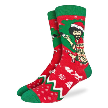 Men's Bob Ross Christmas Crew Socks