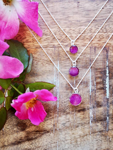 Sterling Silver Wild Rose Flower Necklace - 18