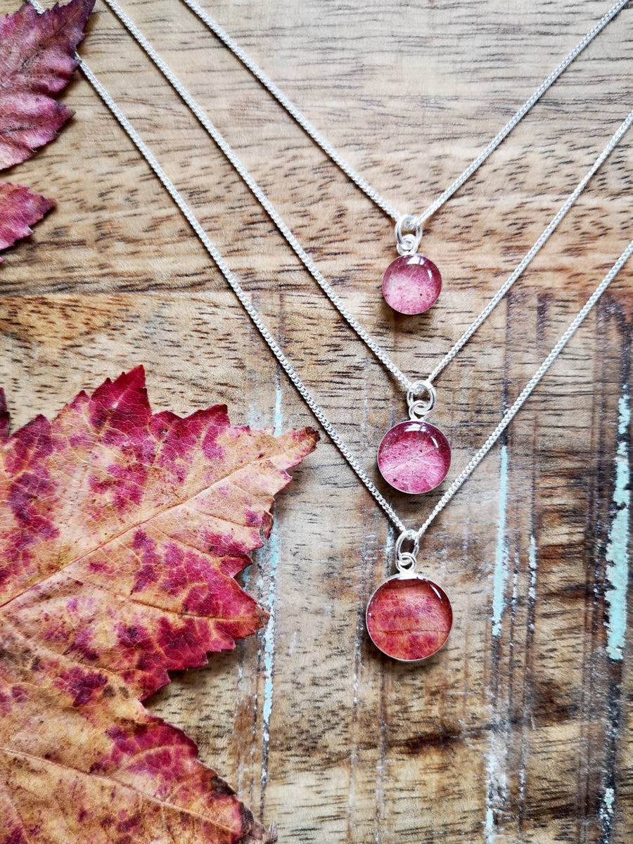 Sterling Silver Maple Leaf Flower Necklace - 18