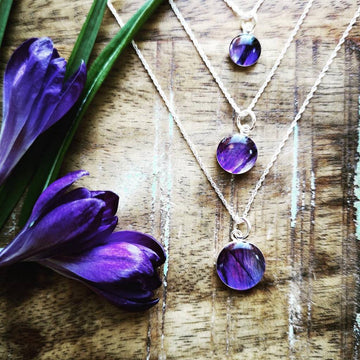 Sterling Silver Prairie Crocus Flower Necklace - 18