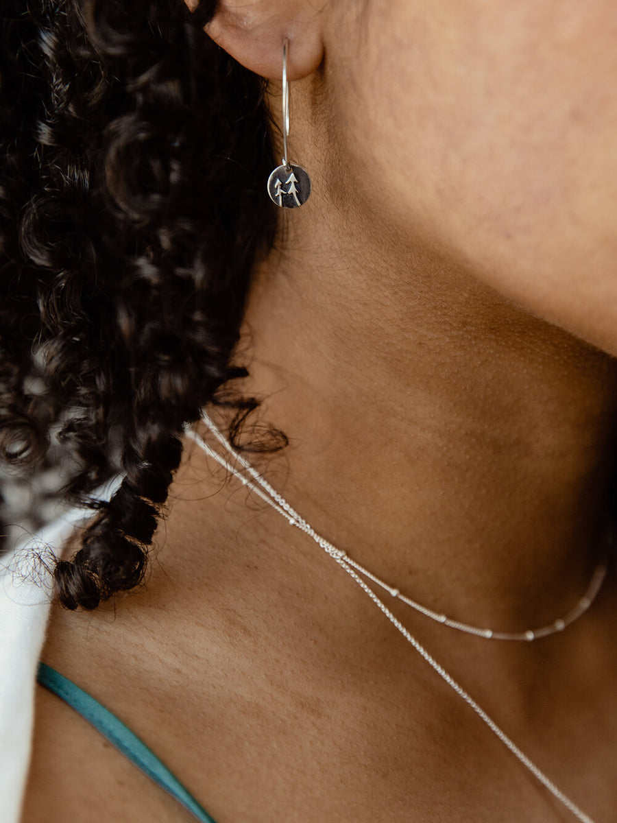 Tree Porthole Earring- Silver