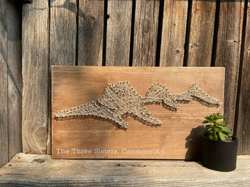 Three Sisters String Art - Cream on Brown