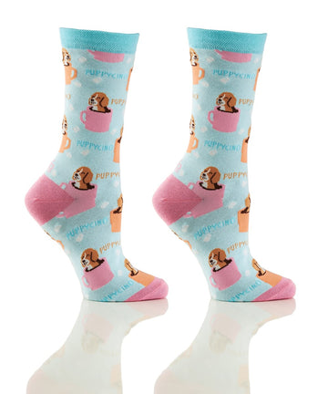 Women's Puppycino Crew Socks