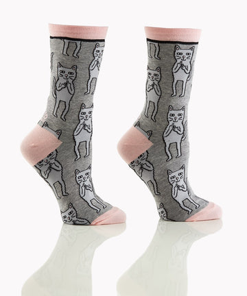 Women's Sassy Cat Crew Socks