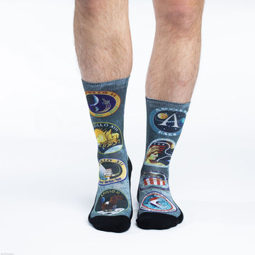 Men's Apollo Mission Patches Active Fit Crew Socks