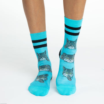 Women's No Evil Cat Active Fit Crew Socks