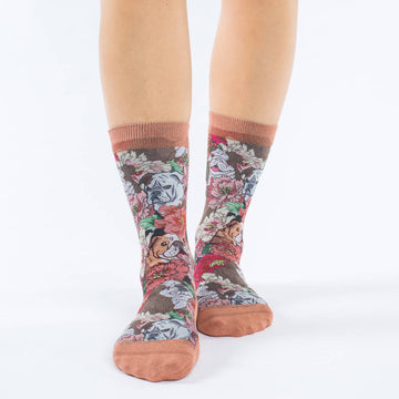 Women's Floral Bulldog Active Fit Crew Socks