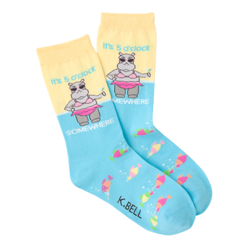 Women's Fashion Sock 5 O'Clock Somewhere Hippo