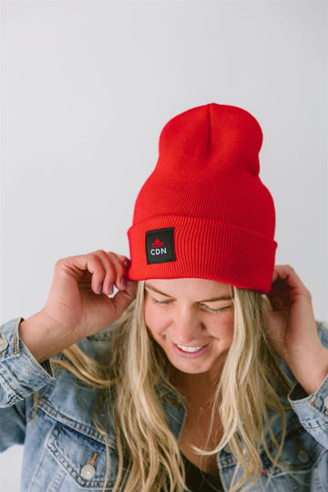 Red CDN Crown Cuffed Toque