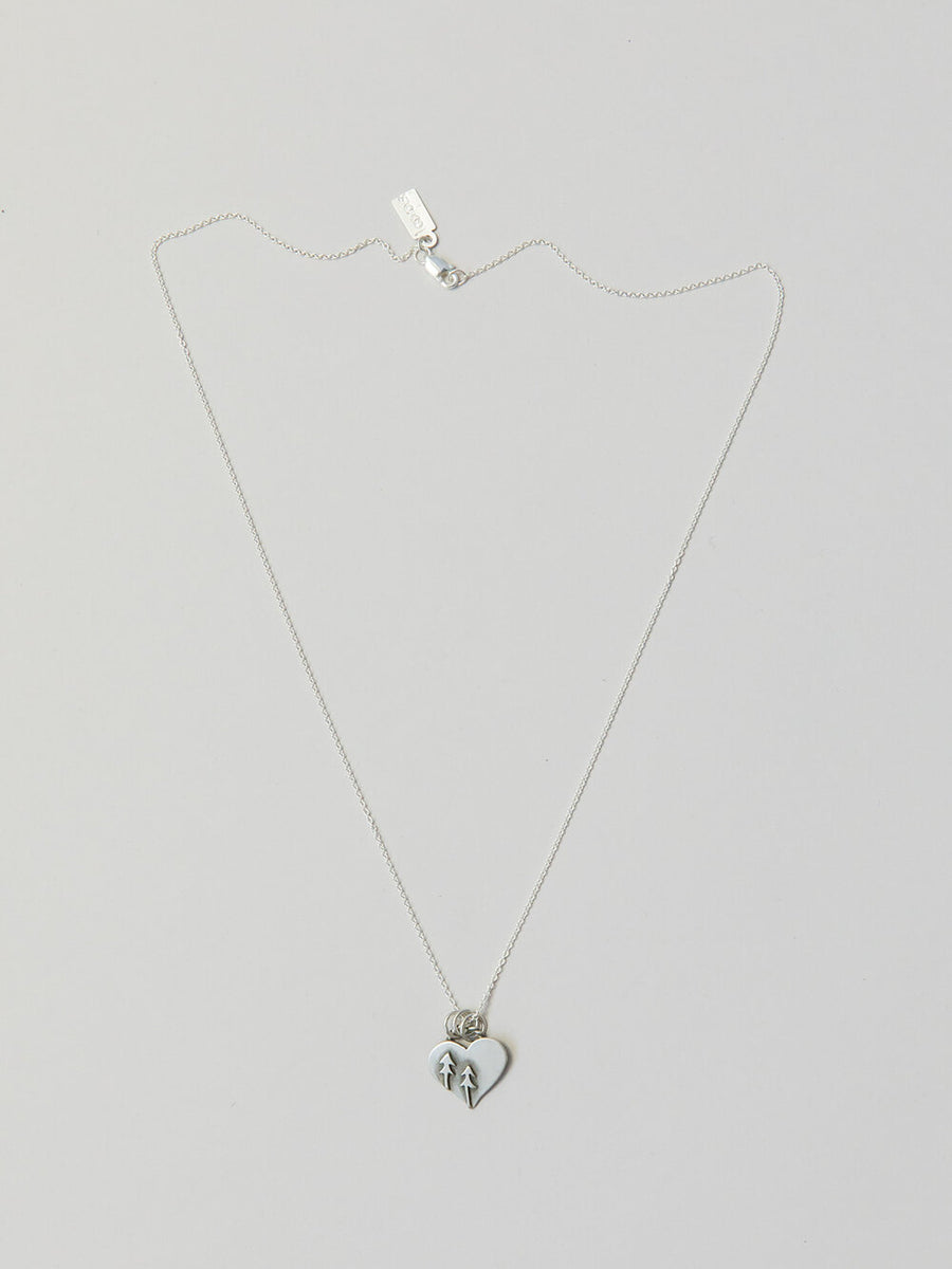 Heart Necklace with Tree - Silver