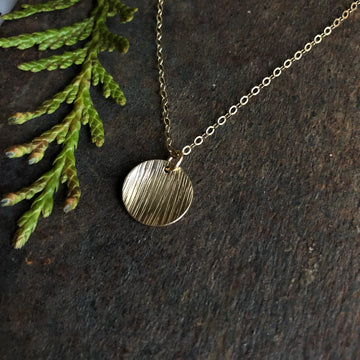Gold Full Moon Disc Necklace
