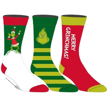 Men's Merry Grinchmas 3pk Crew Socks