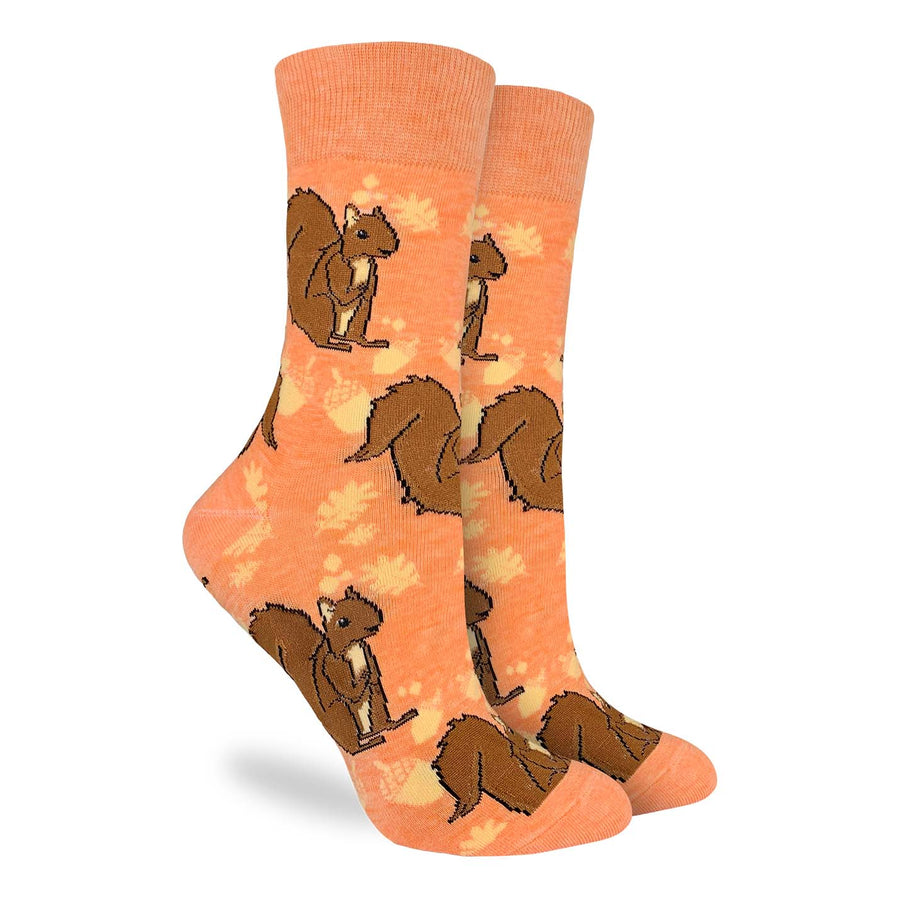 Women's Orange Squirrel Crew Socks