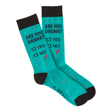 Men's Fashion Sock Are You Drunk - Teal