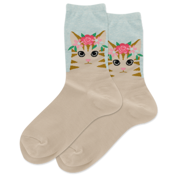 Women's Cat Flower Crown Sock