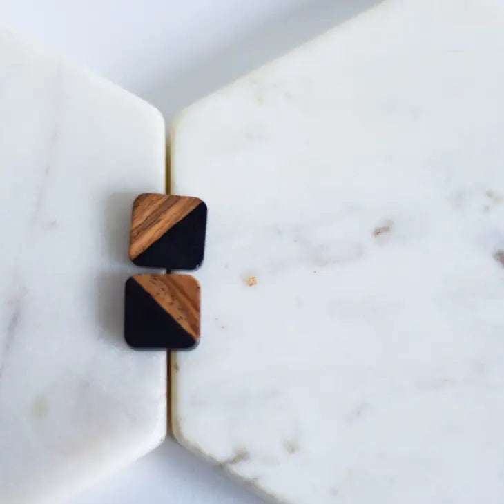 Wood and Resin Square Stud