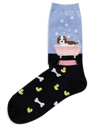 Women's Puppy Bath Time Crew Socks