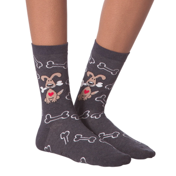 Women's Dog With Bone Fashion Crew Socks