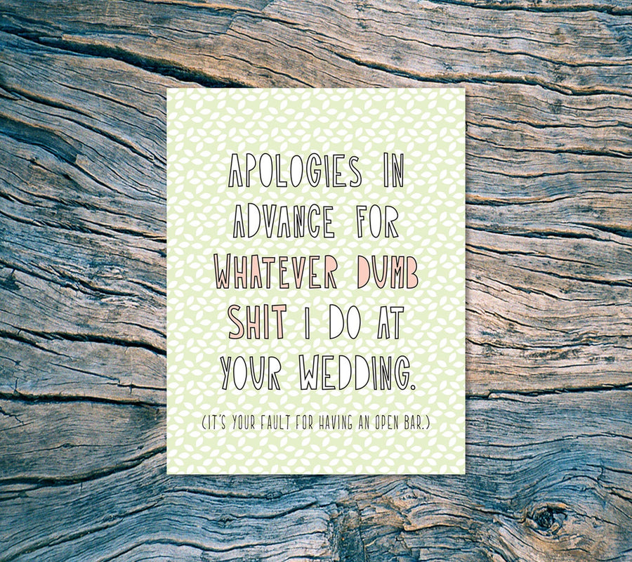 Dumb Shit Wedding Card