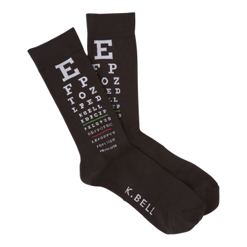 Men's Fashion Eye Chart Sock - Black