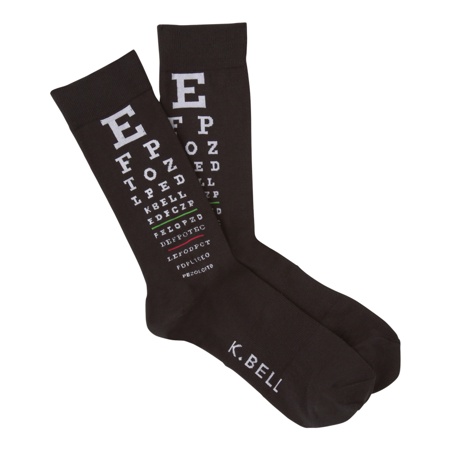 Men's Fashion Eye Chart Sock - Black
