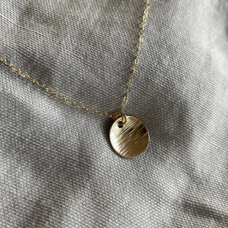 Gold Full Moon Disc Necklace