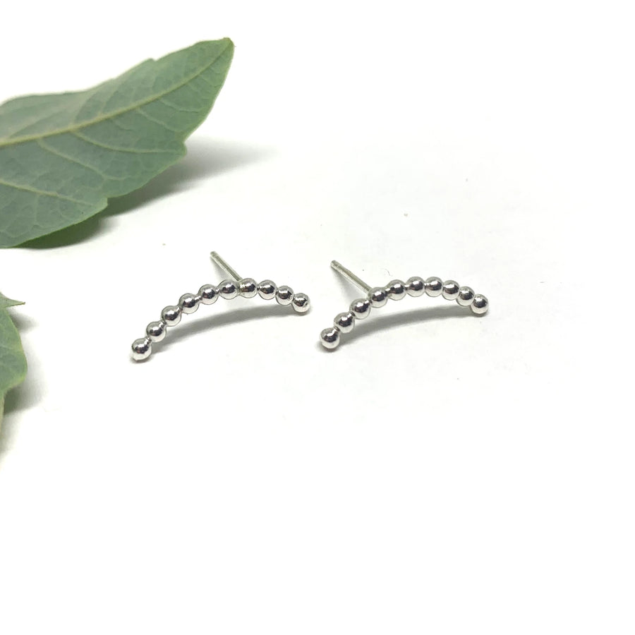 Beaded Ear Climber Earring Silver