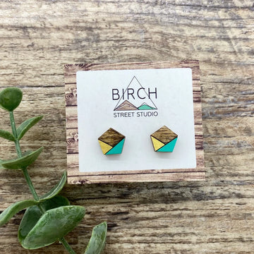 Geometric Hexagon Stud Earrings