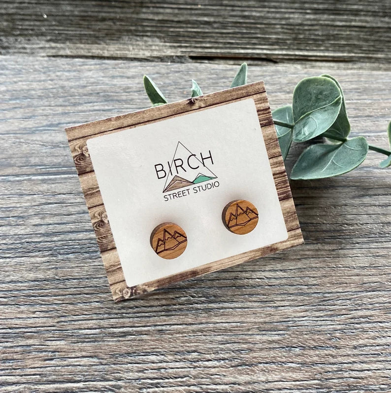 Geometric Mountain Stud Earrings