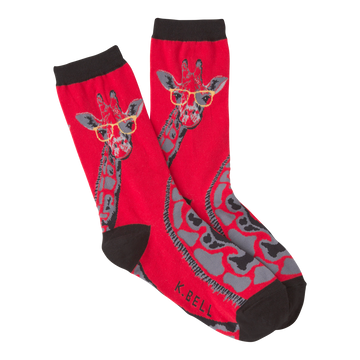 K.Bell Women's Fashion Sock Giraffe - Red
