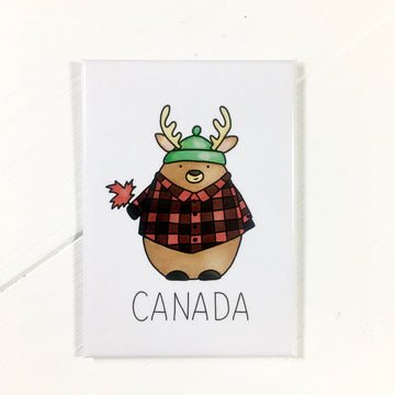 Hoser Deer in Plaid Magnet