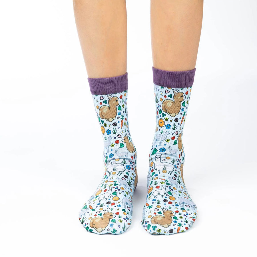 Women's Floral Llama Active Fit Socks Crew Socks