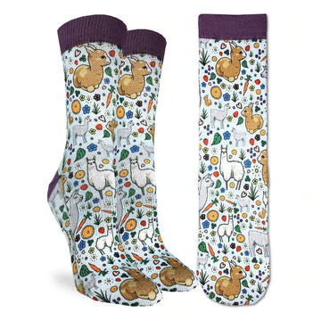 Women's Floral Llama Active Fit Socks Crew Socks