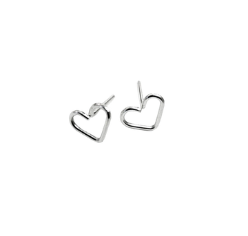 Sterling Silver Open Hearted Stud Earring