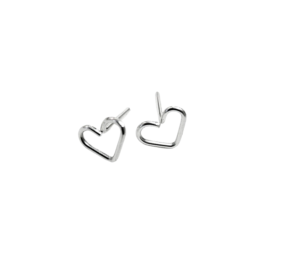 Sterling Silver Open Hearted Stud Earring