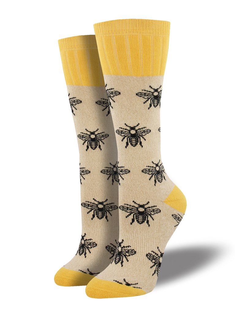 Socksmith Outlands Women's Boot Sock - Bees - Oatmeal