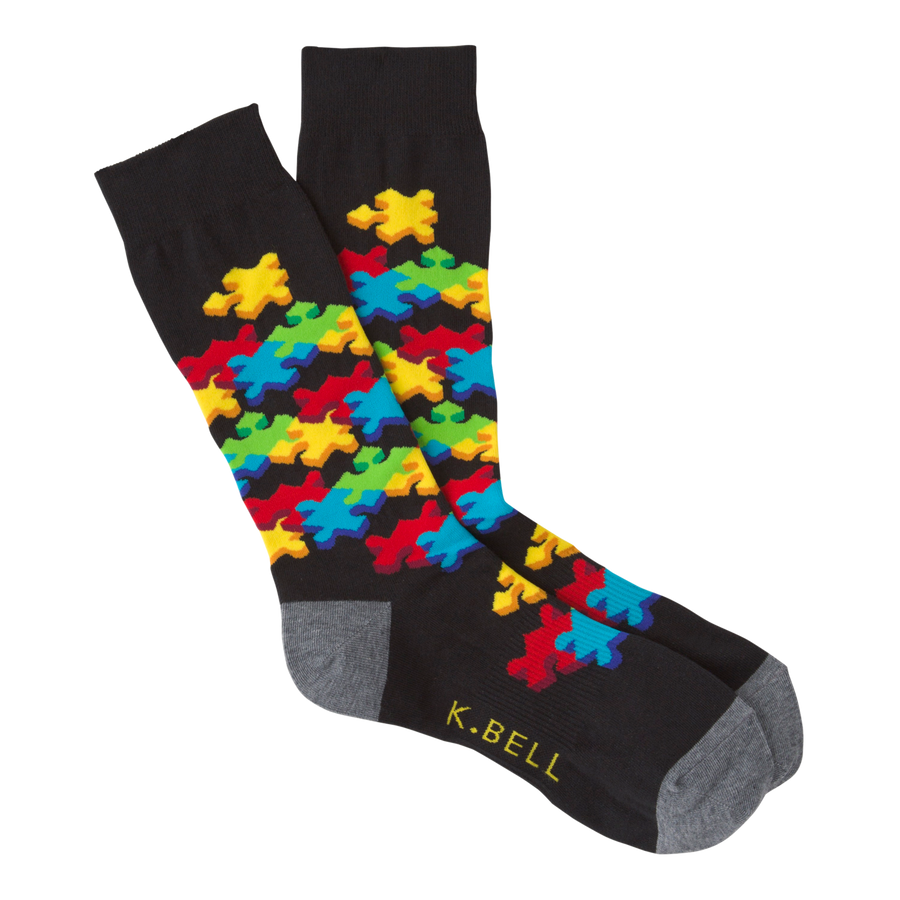Men's Fashion Jigsaw Puzzle Sock - Black