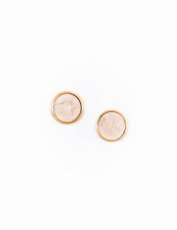 Rustic White Cork Studs - Gold Setting