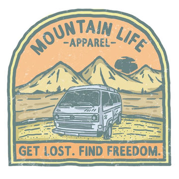 Mountain Life Apparel Get Lost Find Freedom Sticker (Orange)