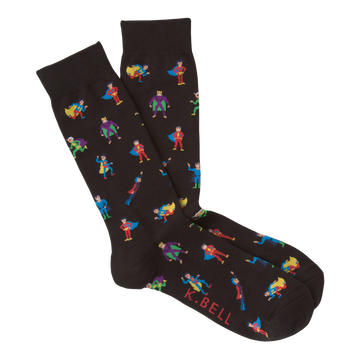 Men's Fashion Sock Super Heros - Black