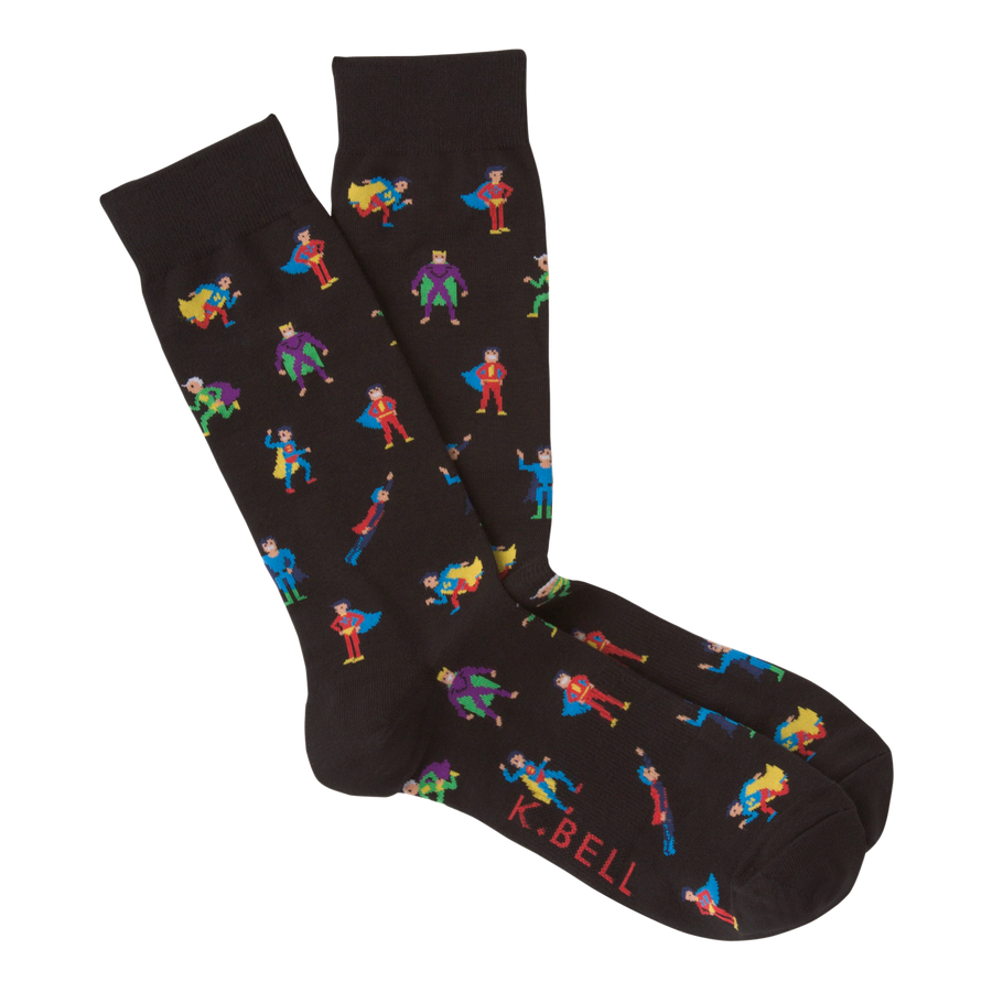Men's Fashion Sock Super Heros - Black
