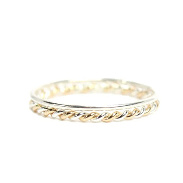 Two Tone Twist Stacking Ring Set