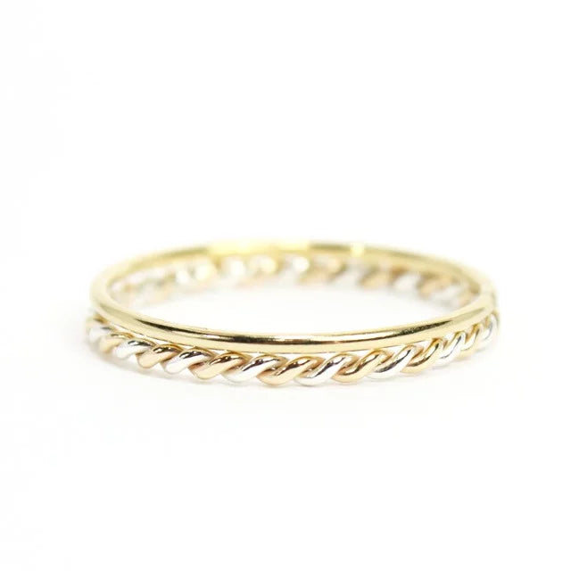 Two Tone Twist Stacking Ring Set