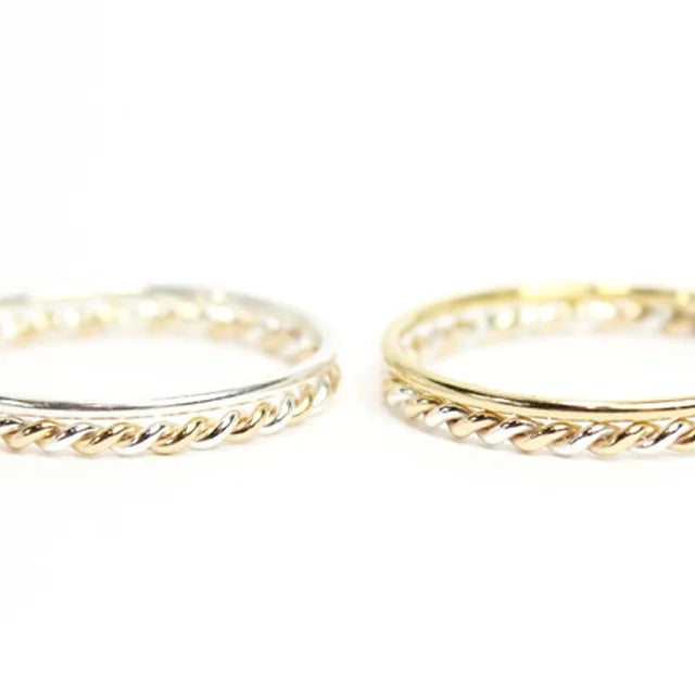 Two Tone Twist Stacking Ring Set